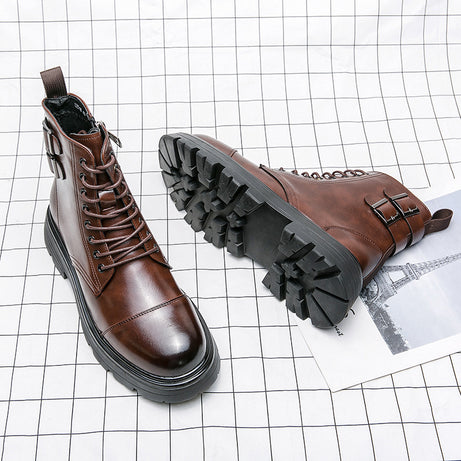 Men's Leather Martin Boots Fashion High Top Boots