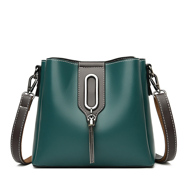 Women's Leather Stylish Chain Bucket Bag