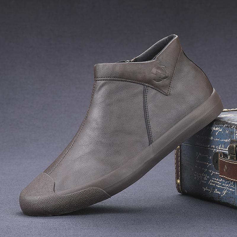Men's Casual Leather Shoes Side Zipper Shoes