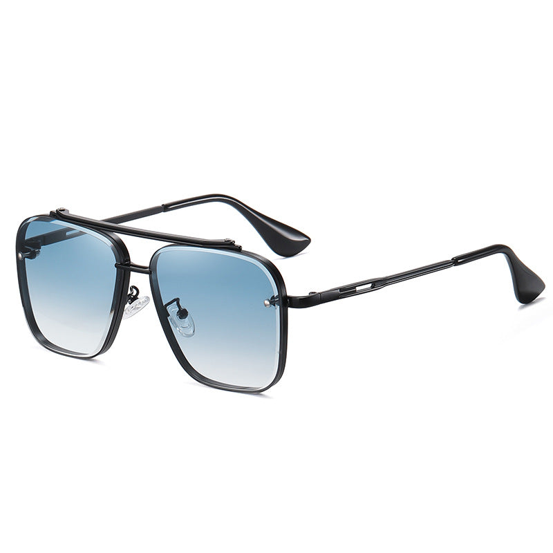 Men's Colorful Two-color Large-frame Metal Sunglasses