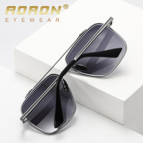 Men's Colorful Two-color Large-frame Metal Sunglasses