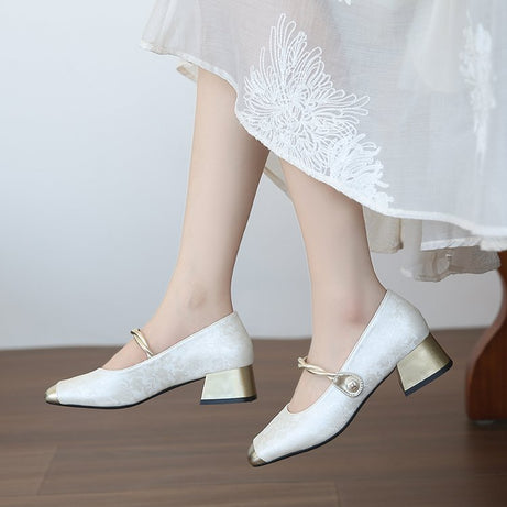 Women's Retro Mid Heel Soft Comfortable Shoes