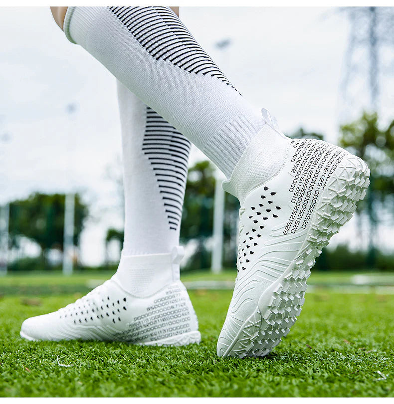 Men's Synthetic Leather High-Top Football Turf Sports Shoes