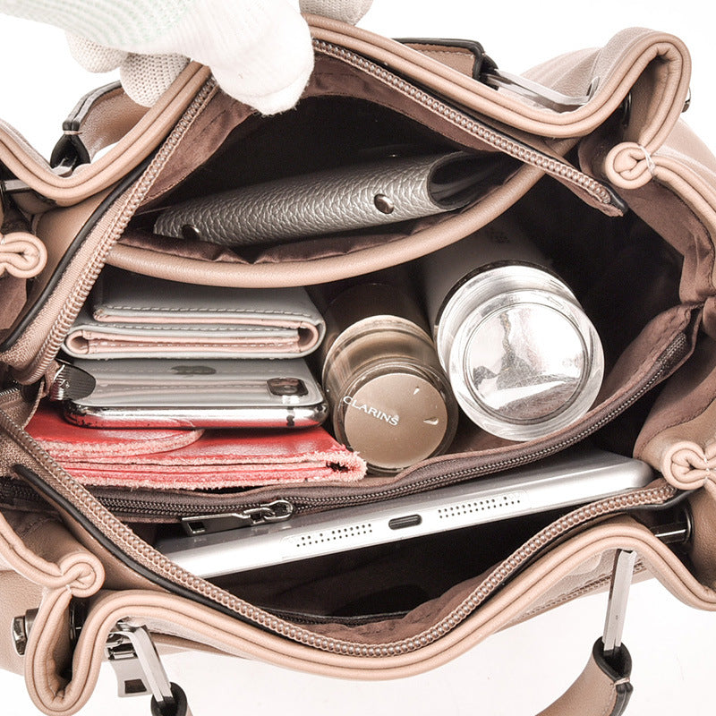 Women's Soft Leather Trendy Shoulder Bucket Bag