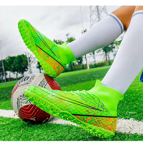 Men's Synthetic Leather High-Top Football Turf Sports Shoes