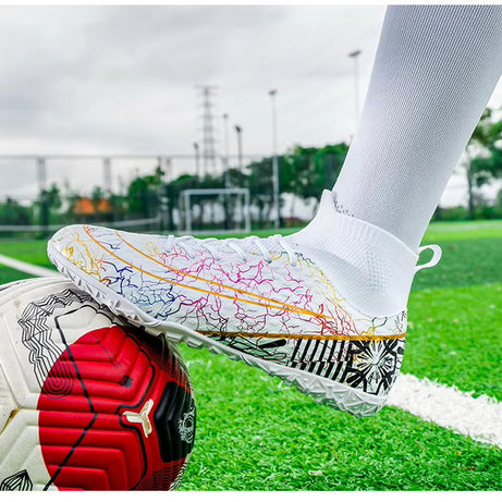 Men's Synthetic Leather High-Top Football Turf Sports Shoes