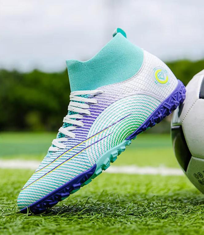 Men's Fly-Knitting High-Top Football Turf Sports Shoes