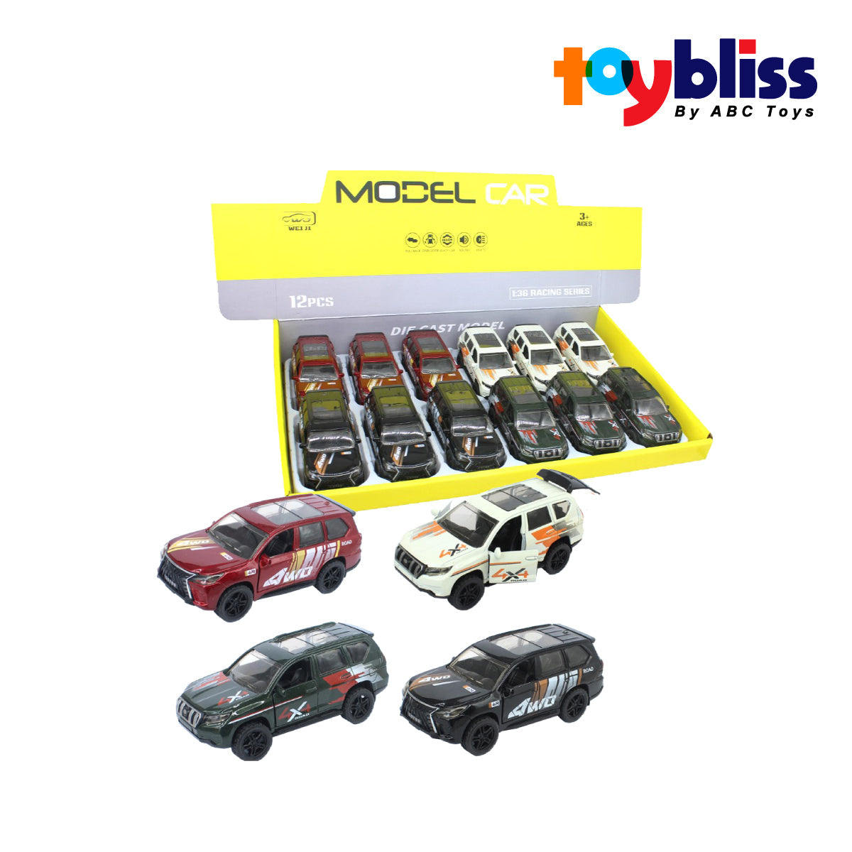 Toybliss Wei Ji 1:36 Die-Cast 4WD Pull Back Car (737-12), Ages 3+