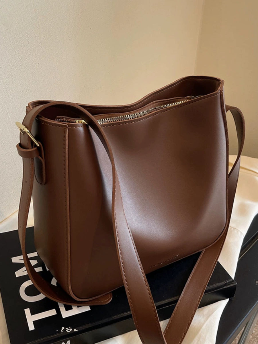 Women's Leather Casual Shoulder Bucket Bag | Stylish Classic Hand Bag