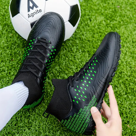 Men's  Synthetic Leather High-Top Football Turf Sports Shoes (In Stock)
