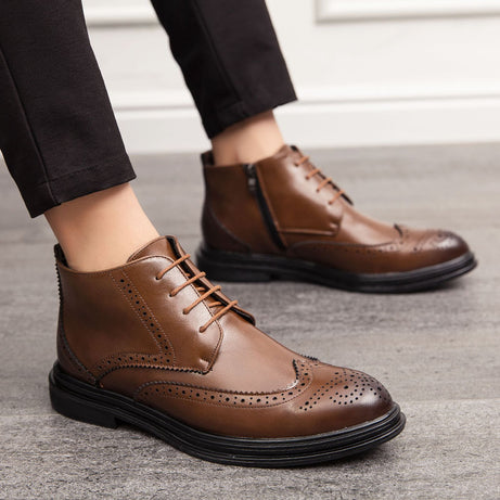 Men's Leather High-Top Retro Trendy Shoes
