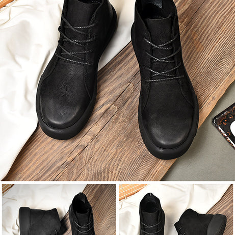 Men's Plush Leather Fashion Outdoor Boots
