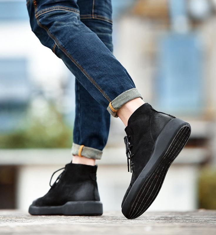 Men's Plush Leather Fashion Outdoor Boots