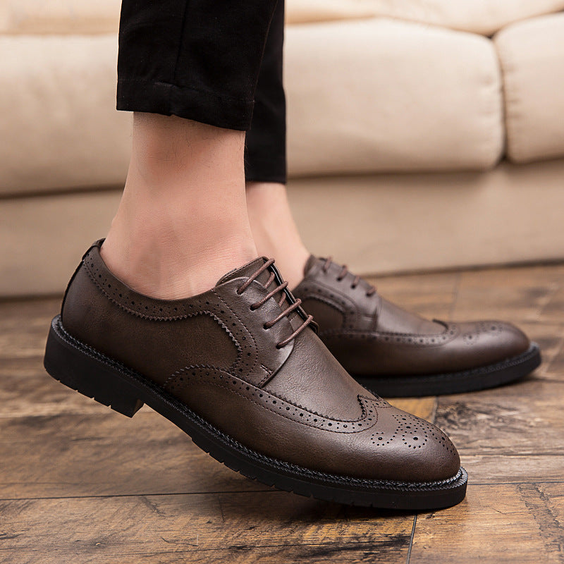 Men's Lace-up Brock Engraved Casual Leather Shoes