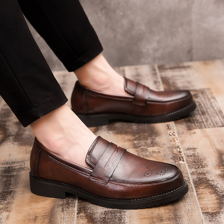 Men's Leather Block Engrave Casual Shoes