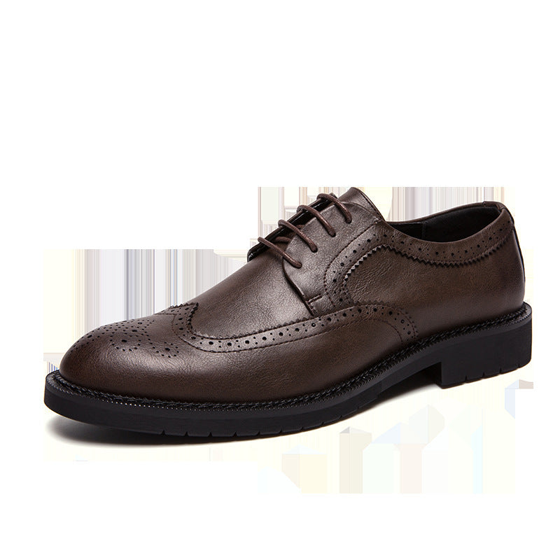 Men's Lace-up Brock Engraved Casual Leather Shoes