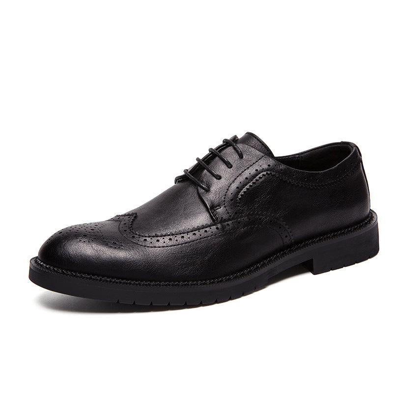 Men's Lace-up Brock Engraved Casual Leather Shoes