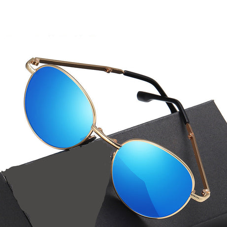 Men's Folding Polarized Round Frame Colorful Sunglasses