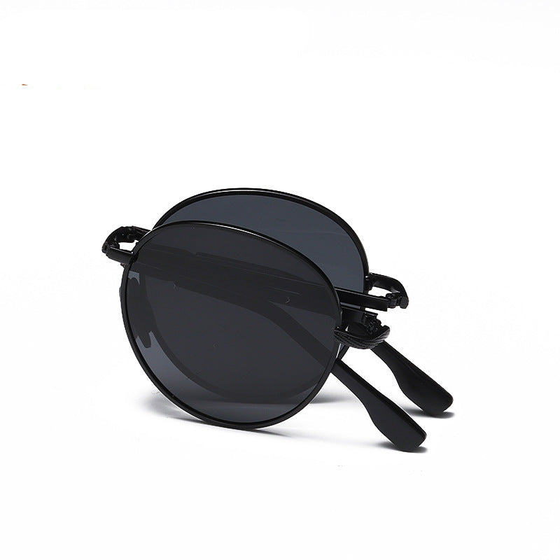 Men's Folding Polarized Round Frame Colorful Sunglasses