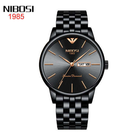 Men's Gold Double Calendar Solid Steel Belt Watch