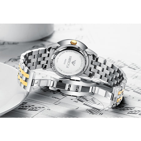 Men's Gold Double Calendar Solid Steel Belt Watch