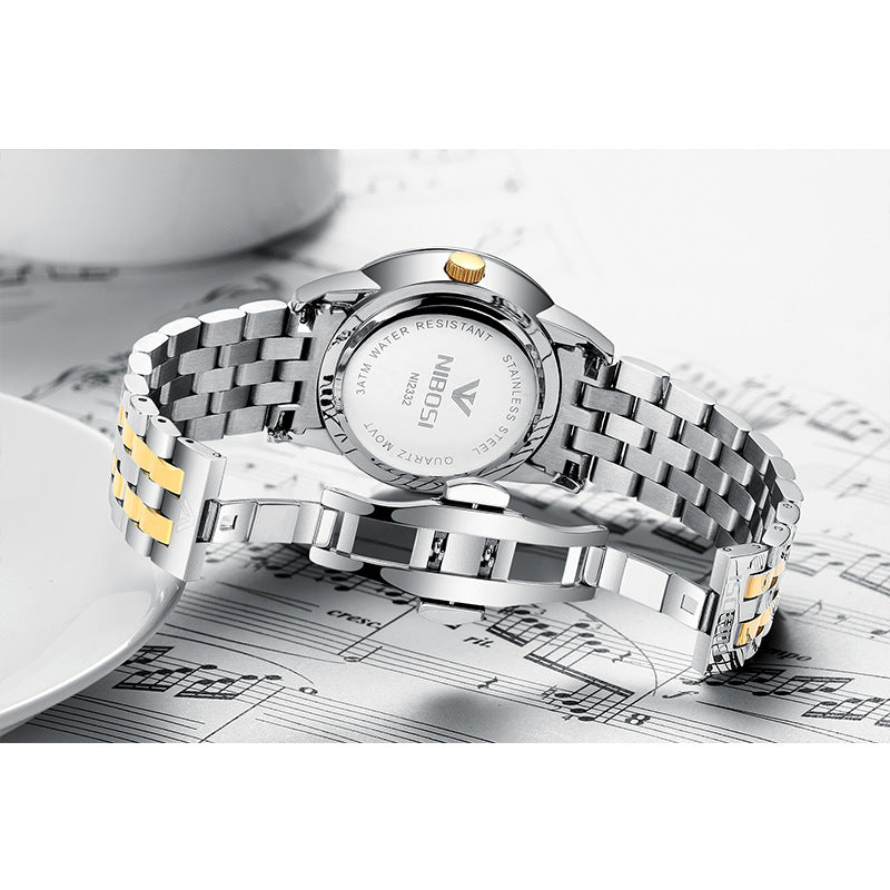 Men's Gold Double Calendar Solid Steel Belt Watch