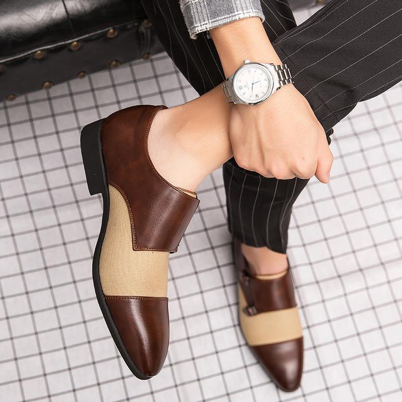 Men's British Style Leather Buckle Formal Shoes
