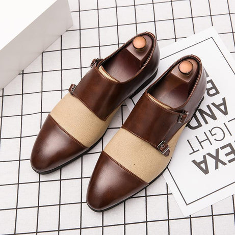 Men's British Style Leather Buckle Formal Shoes