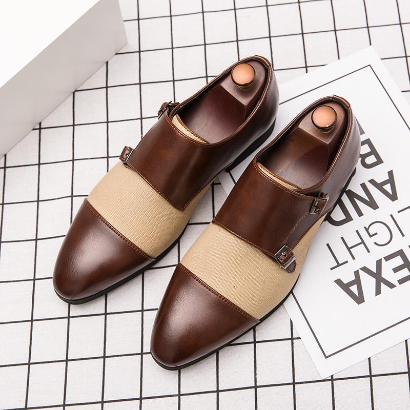 Men's British Style Leather Buckle Formal Shoes