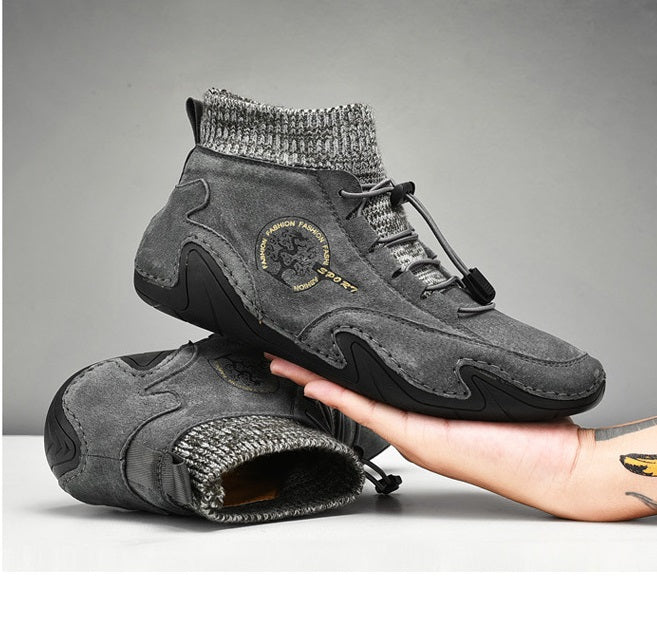 Men's Leather Fashionable High-Top Casual Shoes