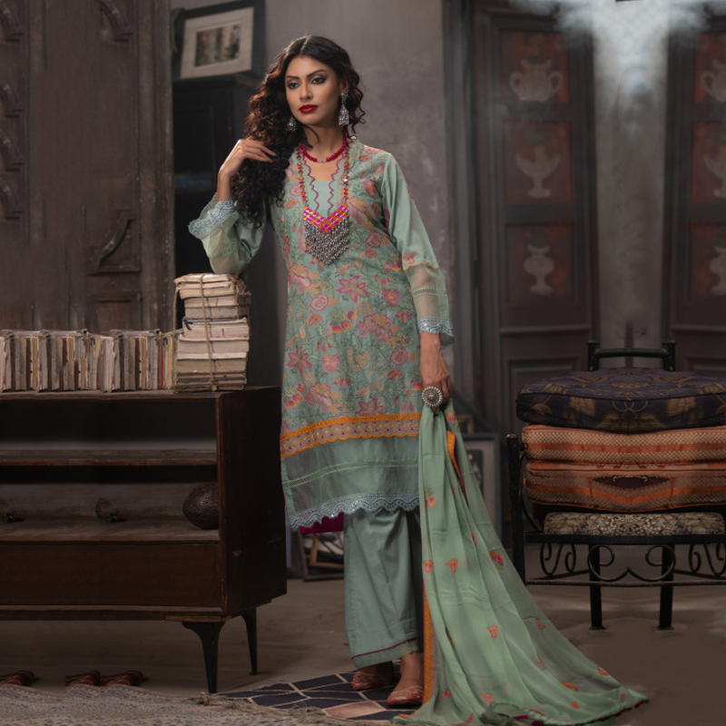 TriTex SHEHZADI Embroidered Lawn with Chiffon | SZ-2507