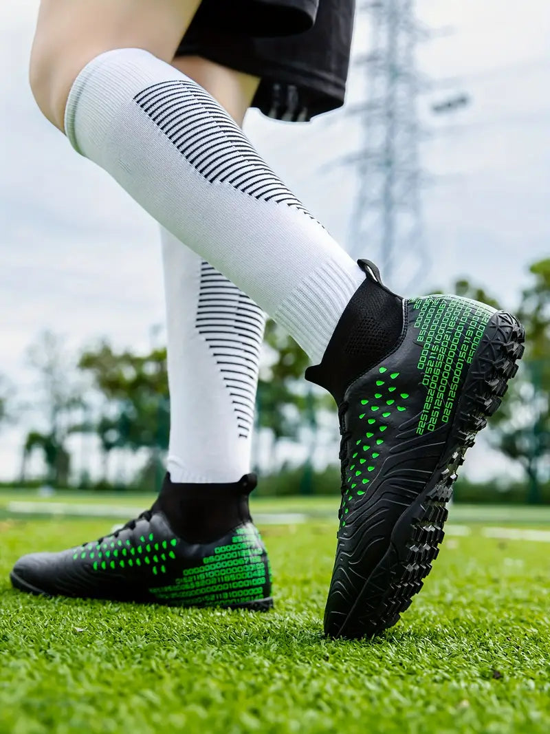Men's  Synthetic Leather High-Top Football Turf Sports Shoes (In Stock)