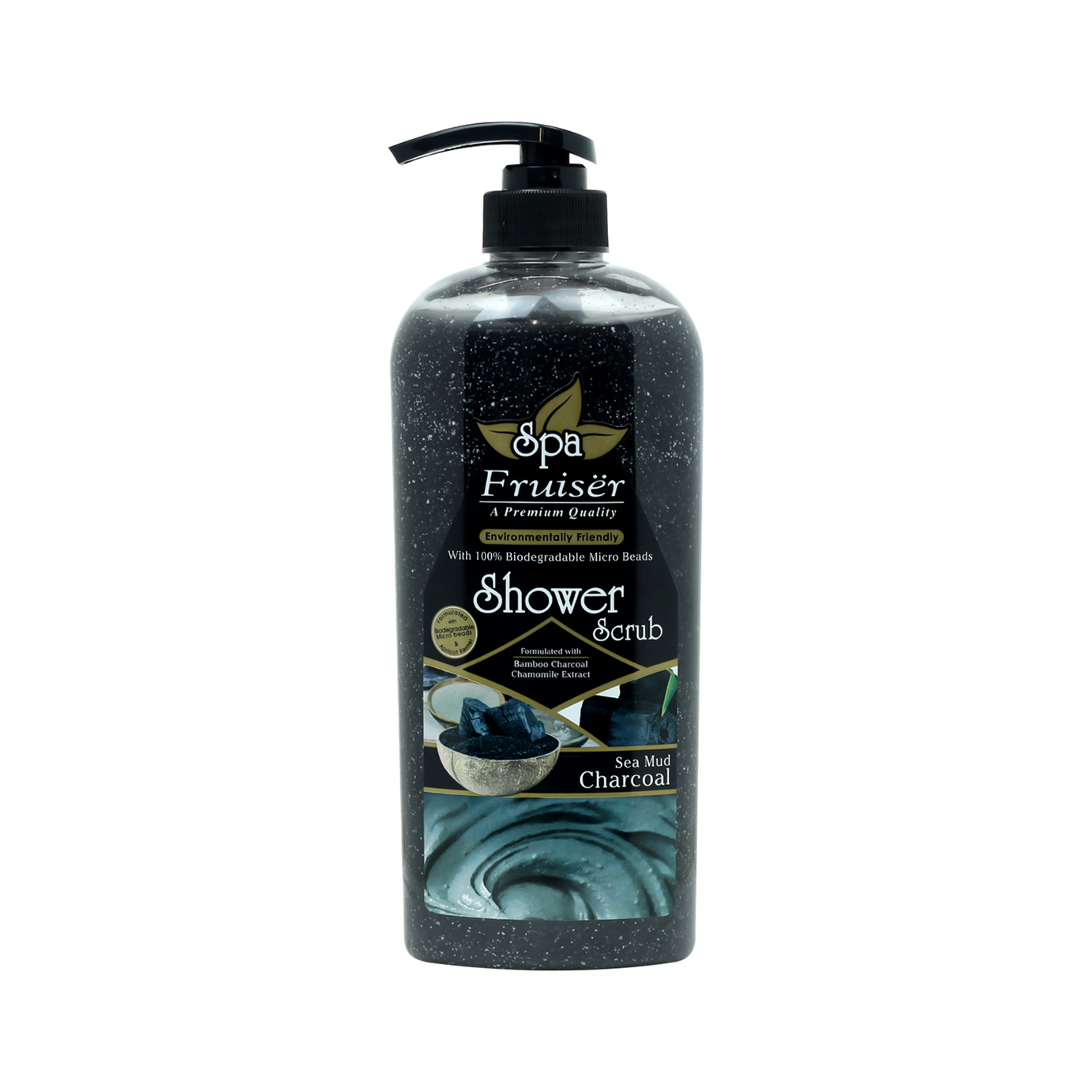 Fruiser Spa Sea Mud Charcoal Shower Scrub 730ml