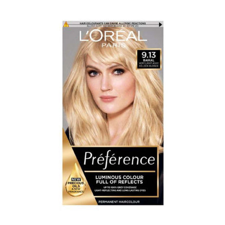 Loreal Hair Color Preference - 9.13 Baikal Very Light ASH Golden Blonde