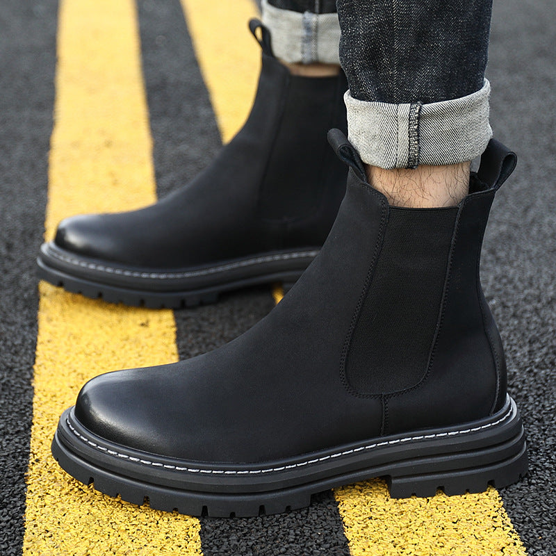 Men's British Style High-top Leather Chelsea Boots | Martin Boot & Trendy Foot wear