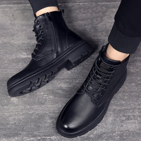 Men's Leather High-Top Black Martin Boot | Martin Boot & Trendy Foot wear