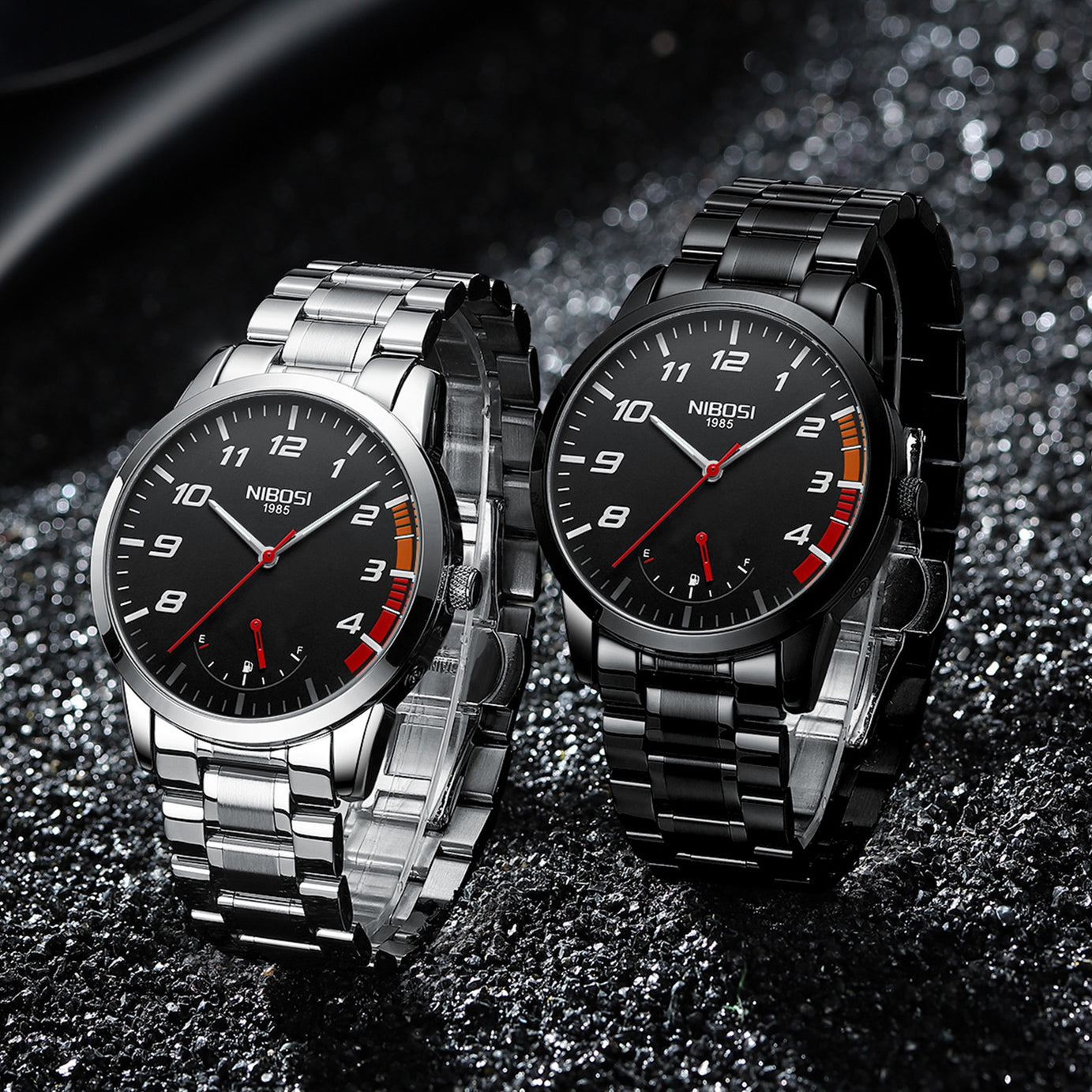 Men's Solid Steel Belt Double Snap Watch