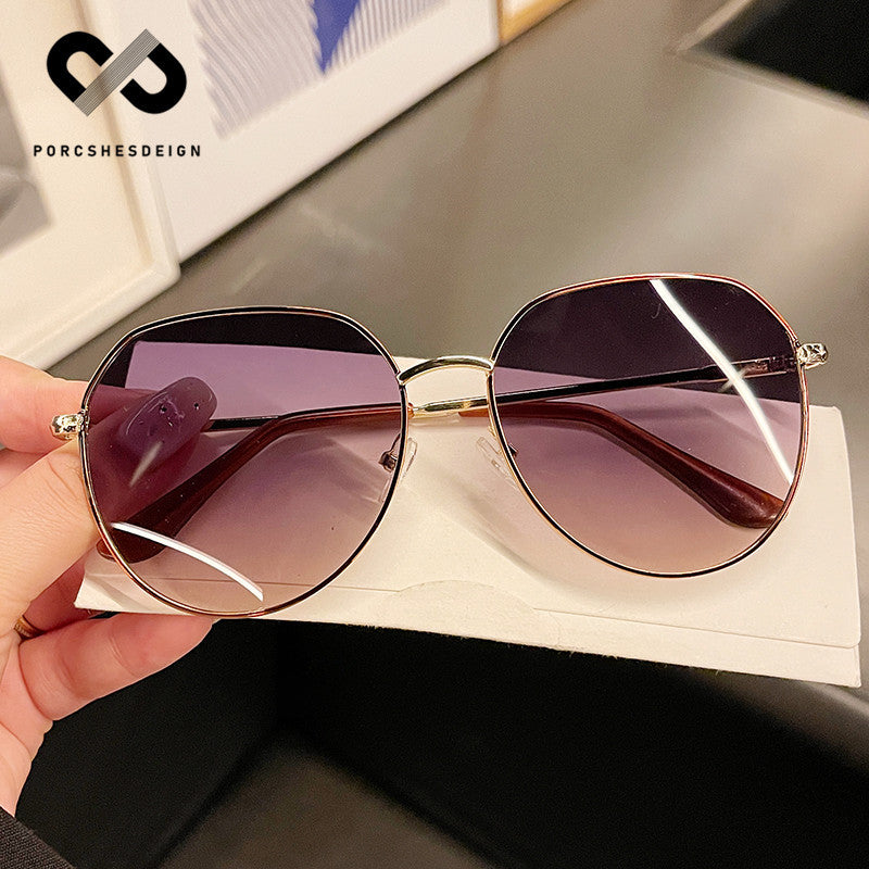 Women's Retro Metal Big Frame Anti-ultraviolet Sunglasses