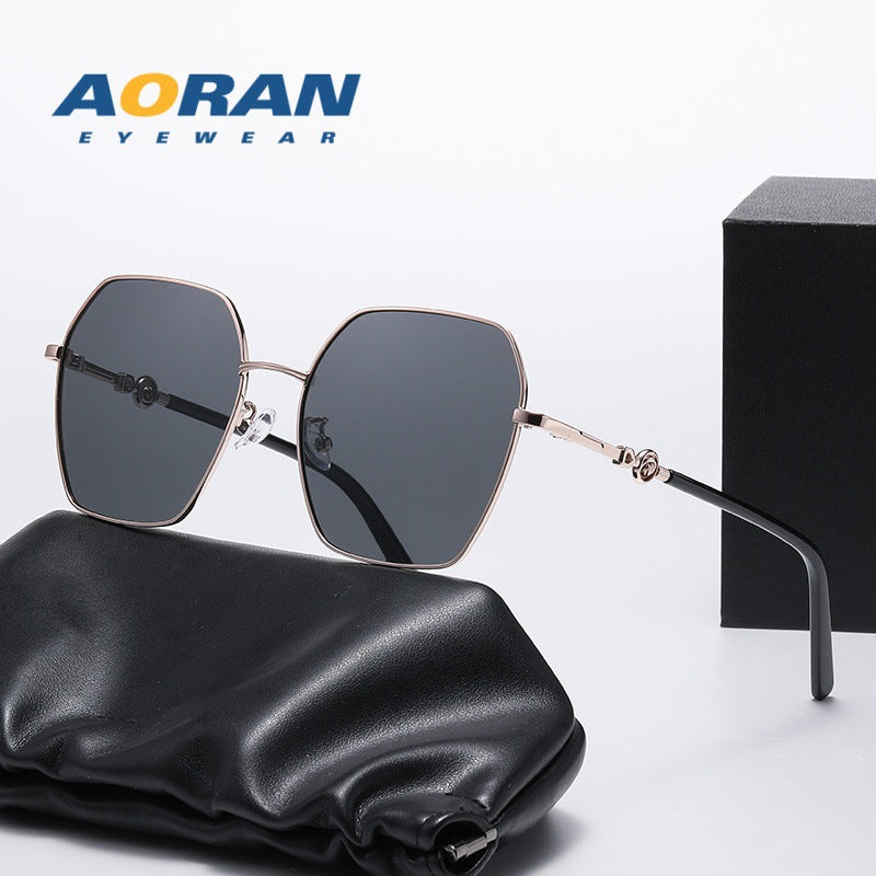 Women's Large Frame Polarized Metal Retro Protection Sunglasses