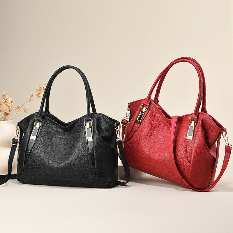 Women's Crocodile Pattern Handbag Soft Leather Big