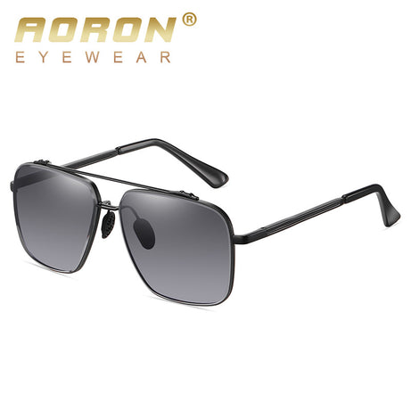 Men's Colorful Two-color Large-frame Metal Sunglasses
