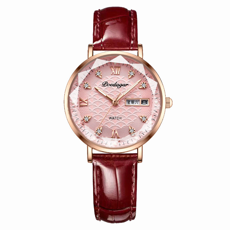 Women's Waterproof Double Calendar Watch