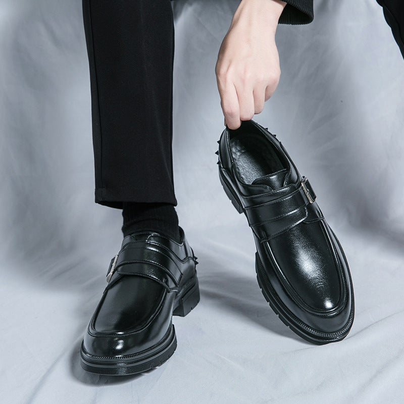 Men's Leather Buckle Rivet Leather Shoes