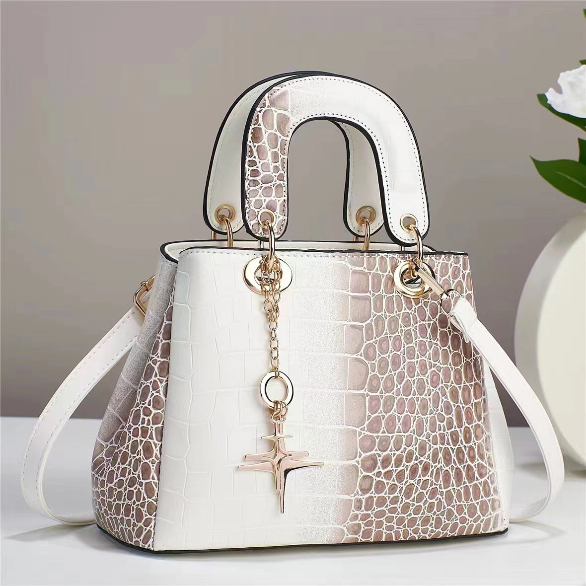 Women's Bag Crocodile Pattern Handbag Large Capacity Bag