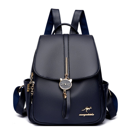 Women's Leather Trendy Backpack