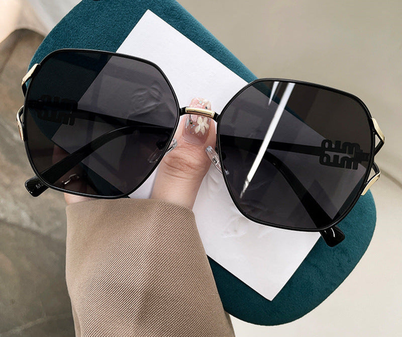 Women's Large Frame Polygon UV Protection Sunglasses