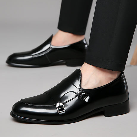 Men's Leather Pointed Glossy Munch Light Luxury Shoes
