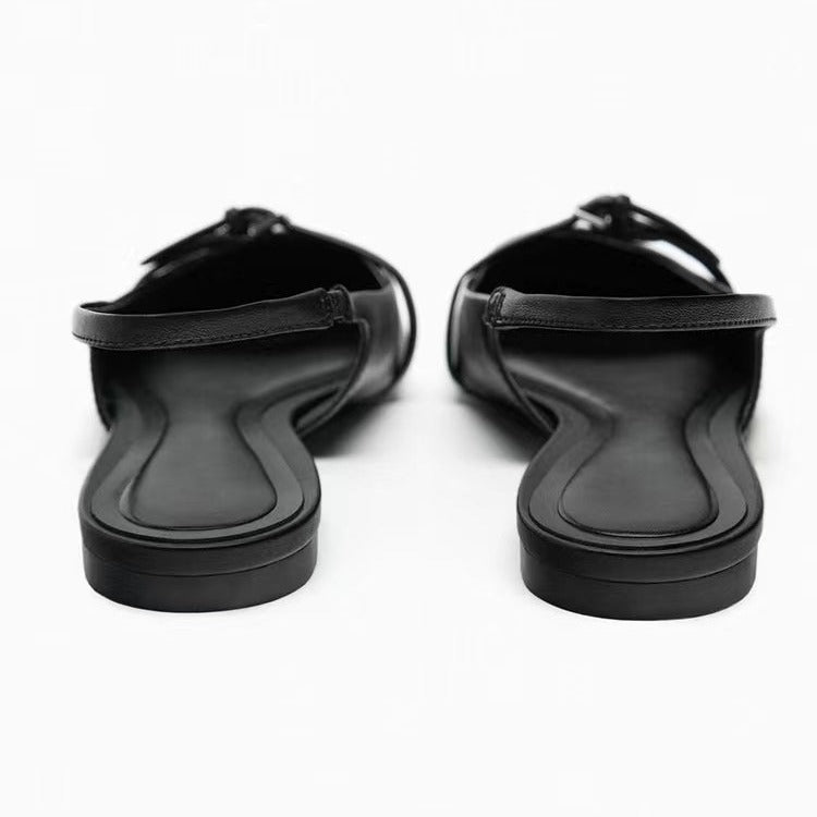 Women's Black Pointed Toe Slip-On Dress Sandals