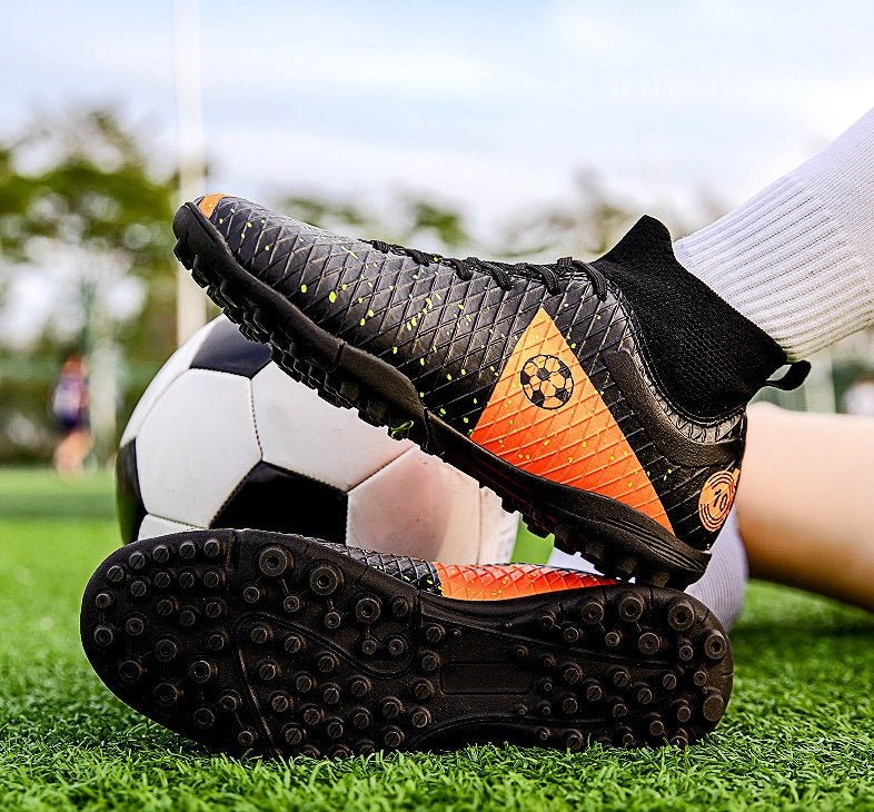 Men's Football High-Top Breathable Broken Nails Shoes