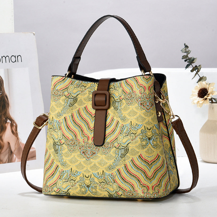 Women's Crossbody Bucket Bag Embroidery Bag